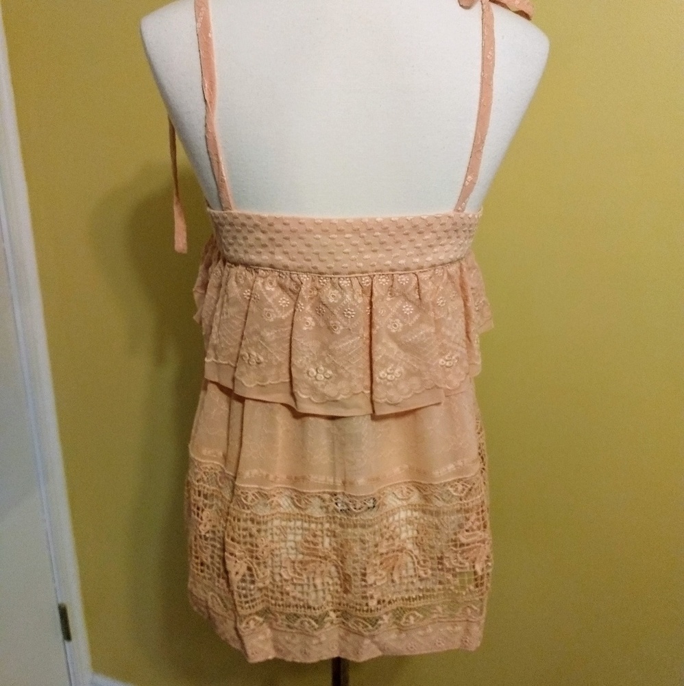 BCBGMAXAZRIA chiffon lace top shirt sz med NWT *J - Picture 6 of 8